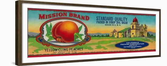 Mission Peach Label - San Francisco, CA-Lantern Press-Framed Premium Giclee Print