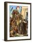 Missionary Father Valverde Addresses the Inca King Atahualpa during the Conquest of Peru, c.1532-null-Framed Giclee Print