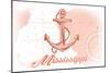 Mississippi - Anchor - Coral - Coastal Icon-Lantern Press-Mounted Art Print