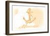 Mississippi - Anchor - Yellow - Coastal Icon-Lantern Press-Framed Art Print