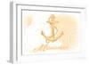 Mississippi - Anchor - Yellow - Coastal Icon-Lantern Press-Framed Art Print