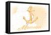 Mississippi - Anchor - Yellow - Coastal Icon-Lantern Press-Framed Stretched Canvas