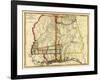 Mississippi and Alabama - Panoramic Map-Lantern Press-Framed Art Print