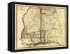 Mississippi and Alabama - Panoramic Map-Lantern Press-Framed Stretched Canvas