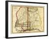 Mississippi and Alabama - Panoramic Map-Lantern Press-Framed Art Print