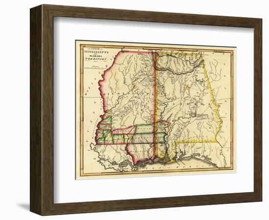 Mississippi and Alabama - Panoramic Map-Lantern Press-Framed Art Print