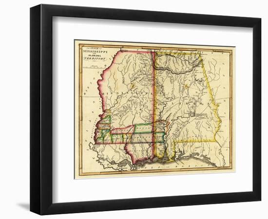 Mississippi and Alabama - Panoramic Map-Lantern Press-Framed Art Print