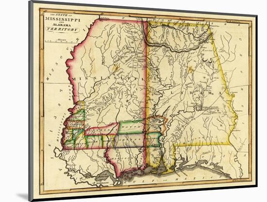 Mississippi and Alabama - Panoramic Map-Lantern Press-Mounted Art Print