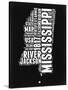 Mississippi Black and White Map-NaxArt-Stretched Canvas