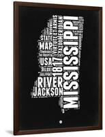 Mississippi Black and White Map-NaxArt-Framed Art Print