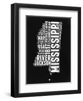 Mississippi Black and White Map-NaxArt-Framed Art Print