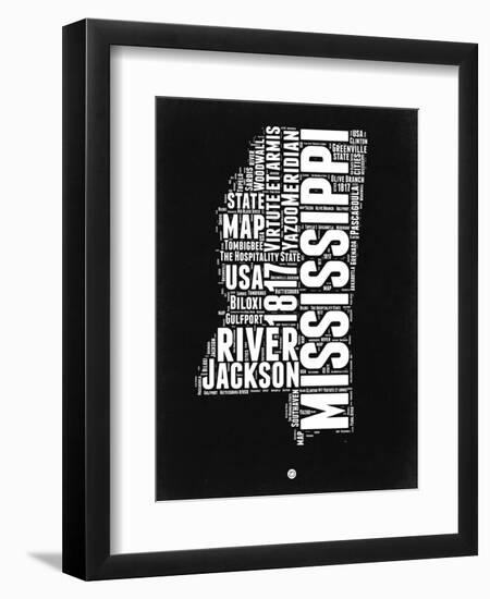 Mississippi Black and White Map-NaxArt-Framed Art Print