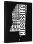 Mississippi Black and White Map-NaxArt-Stretched Canvas