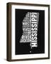 Mississippi Black and White Map-NaxArt-Framed Art Print