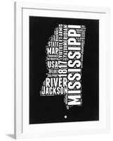 Mississippi Black and White Map-NaxArt-Framed Art Print