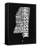 Mississippi Black and White Map-NaxArt-Framed Stretched Canvas