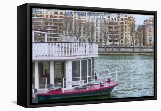 Mississippi Boat On The Seine-Cora Niele-Framed Stretched Canvas