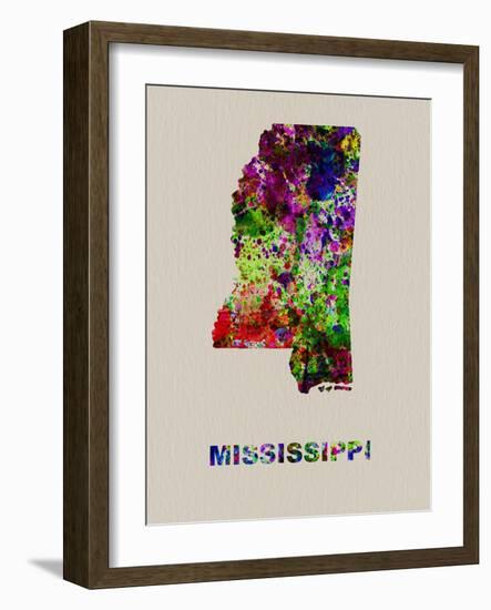 Mississippi Color Splatter Map-NaxArt-Framed Art Print