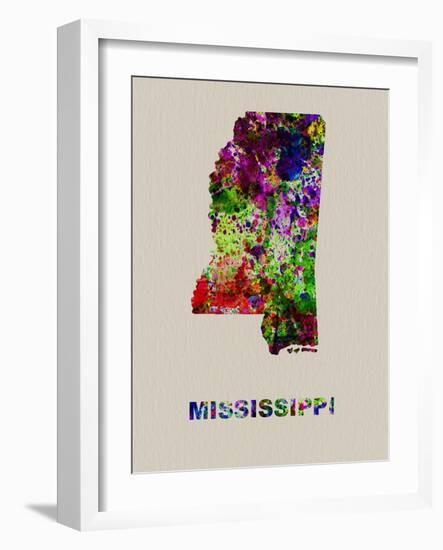 Mississippi Color Splatter Map-NaxArt-Framed Art Print