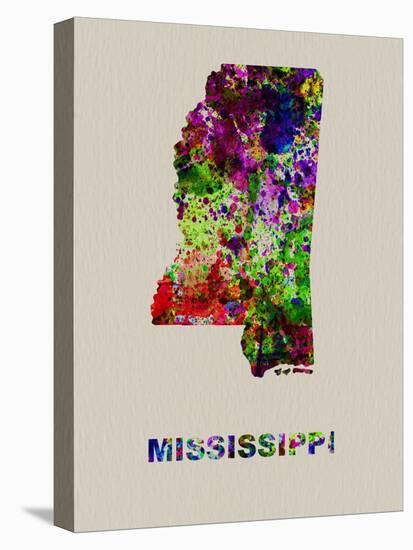 Mississippi Color Splatter Map-NaxArt-Stretched Canvas