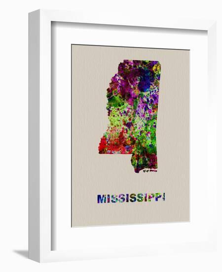 Mississippi Color Splatter Map-NaxArt-Framed Art Print