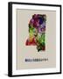 Mississippi Color Splatter Map-NaxArt-Framed Art Print