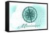 Mississippi - Compass - Teal - Coastal Icon-Lantern Press-Framed Stretched Canvas