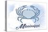 Mississippi - Crab - Blue - Coastal Icon-Lantern Press-Stretched Canvas