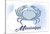 Mississippi - Crab - Blue - Coastal Icon-Lantern Press-Stretched Canvas