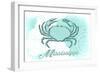 Mississippi - Crab - Teal - Coastal Icon-Lantern Press-Framed Art Print