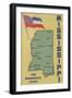 Mississippi - Detailed Map of State-Lantern Press-Framed Art Print