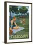 Mississippi - Lake and Picnic Scene-Lantern Press-Framed Art Print