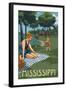 Mississippi - Lake and Picnic Scene-Lantern Press-Framed Art Print