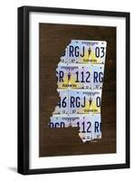 Mississippi License Plate Map-Design Turnpike-Framed Giclee Print