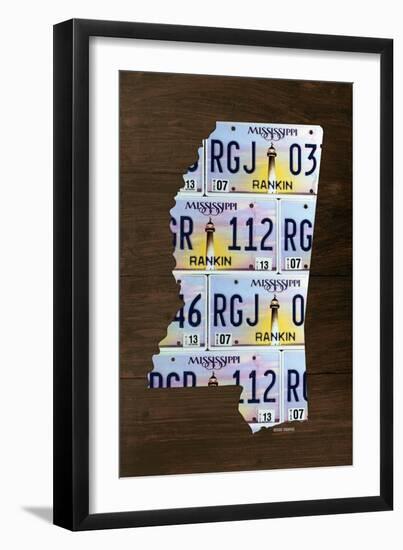 Mississippi License Plate Map-Design Turnpike-Framed Giclee Print