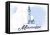 Mississippi - Lighthouse - Blue - Coastal Icon-Lantern Press-Framed Stretched Canvas