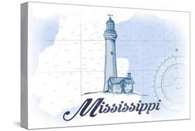 Mississippi - Lighthouse - Blue - Coastal Icon-Lantern Press-Stretched Canvas