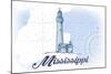 Mississippi - Lighthouse - Blue - Coastal Icon-Lantern Press-Mounted Art Print