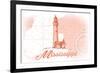 Mississippi - Lighthouse - Coral - Coastal Icon-Lantern Press-Framed Art Print