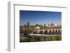 Mississippi River and City Skyline, Minneapolis, Minnesota, USA-Walter Bibikow-Framed Photographic Print