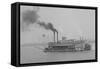 Mississippi River Boat, the "American" Paddle Wheels Her Way Along the River-null-Framed Stretched Canvas