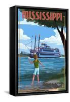 Mississippi - River Boat-Lantern Press-Framed Stretched Canvas