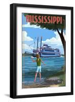 Mississippi - River Boat-Lantern Press-Framed Art Print