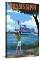 Mississippi - River Boat-Lantern Press-Stretched Canvas