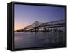 Mississippi River Bridge in the Evening and City Beyond, New Orleans, Louisiana-Charles Bowman-Framed Stretched Canvas