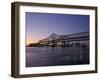 Mississippi River Bridge in the Evening and City Beyond, New Orleans, Louisiana-Charles Bowman-Framed Photographic Print