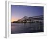 Mississippi River Bridge in the Evening and City Beyond, New Orleans, Louisiana-Charles Bowman-Framed Photographic Print