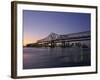 Mississippi River Bridge in the Evening and City Beyond, New Orleans, Louisiana-Charles Bowman-Framed Photographic Print