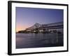 Mississippi River Bridge in the Evening and City Beyond, New Orleans, Louisiana-Charles Bowman-Framed Photographic Print