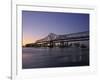 Mississippi River Bridge in the Evening and City Beyond, New Orleans, Louisiana-Charles Bowman-Framed Photographic Print